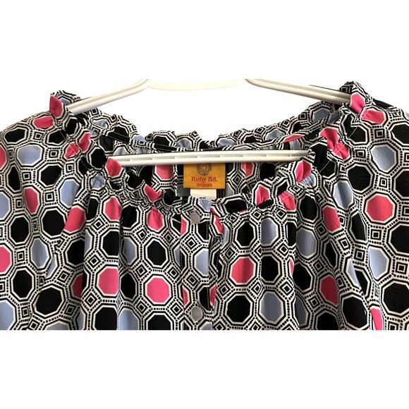 Ruby RD Woman 3XL XXXL Polka Dot Ruffled Sleeve & Collar Top Pink Blue Black NWT - Picture 6 of 12